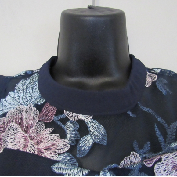 Sequin Hearts Girls Floral Embroidery Lace Dress 16 Navy - Picture 9 of 12